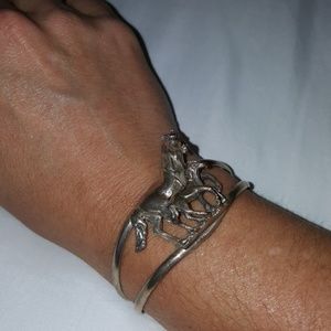 Beautiful silver horse cuff bracelet